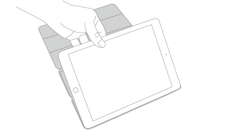 将 iPad 左侧对准 保护壳左侧放入。,iPad Pro 9.7''保护壳，优触系列