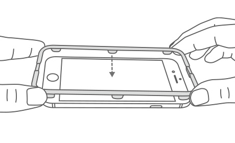 将贴膜器对准设备放下并扣紧。,iPhone 7，钢化玻璃膜