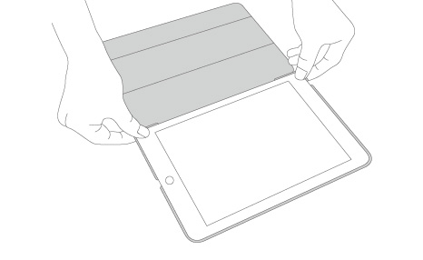 按压iPad右侧两 角陷入保护壳,完 成安装 ,iPad mini/mini2/mini3保护壳 亿色 悦色系列